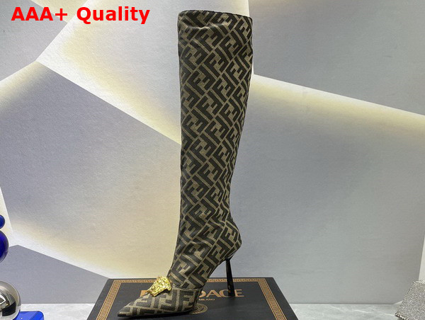 Fendace FF Jacquard Boots in Brown Replica