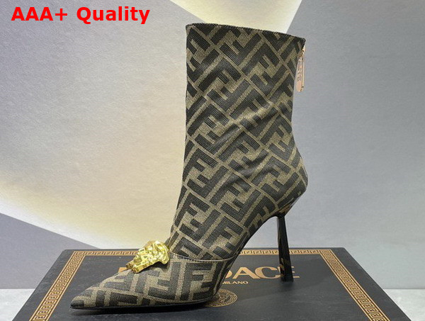 Fendace FF Jacquard Short Boots in Brown Replica