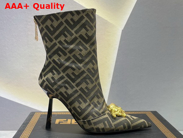 Fendace FF Jacquard Short Boots in Brown Replica