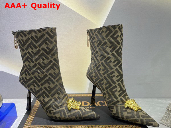 Fendace FF Jacquard Short Boots in Brown Replica