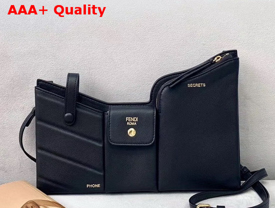 Fendi 3 Pocket Mini Bag in Black Calf Leather Replica