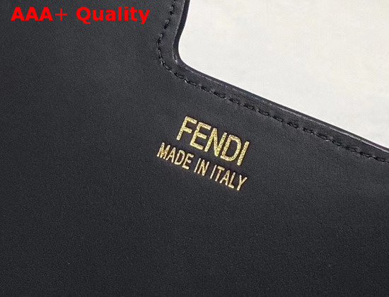 Fendi 3 Pocket Mini Bag in Black Calf Leather and Glazed Fabric with Jacquard FF Motif Replica