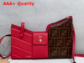 Fendi 3 Pocket Mini Bag in Red Calf Leather and Glazed Fabric with FF Motif Replica