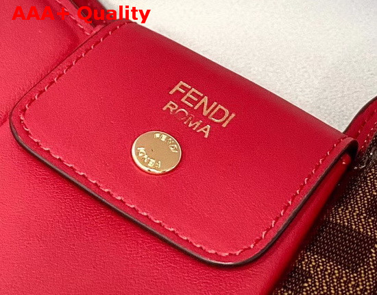 Fendi 3 Pocket Mini Bag in Red Calf Leather and Glazed Fabric with FF Motif Replica