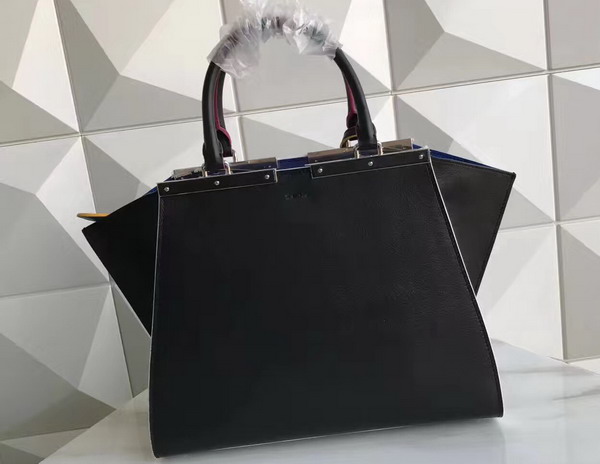 Fendi 3Jours Black Leather Shopper Bag For Sale