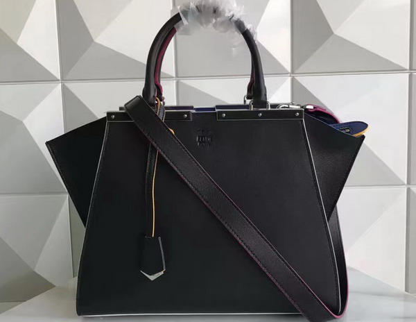 Fendi 3Jours Black Leather Shopper Bag For Sale