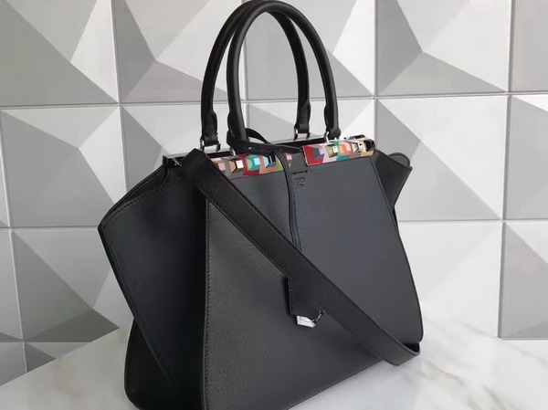 Fendi 3Jours Black Leather Shopper Bag with Studs For Sale