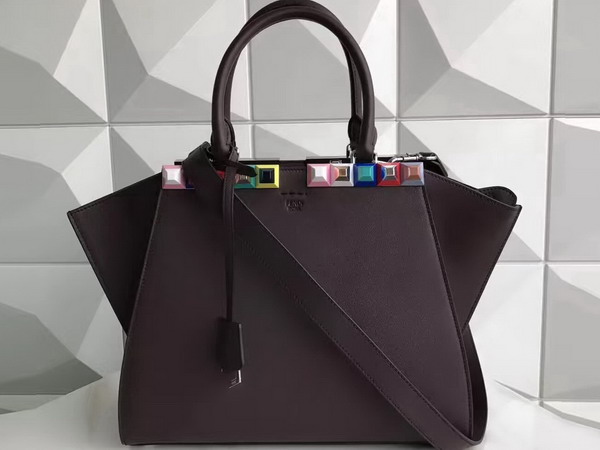 Fendi 3Jours Burgundy Leather Shopper Bag with Studs For Sale