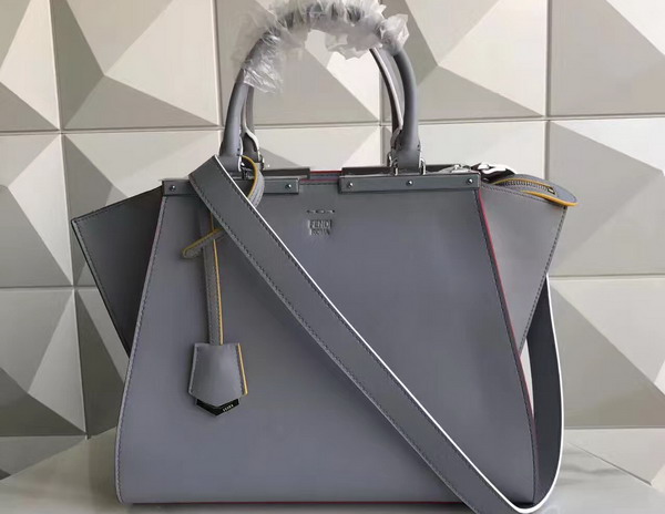 Fendi 3Jours Dark Grey Leather Shopper Bag For Sale