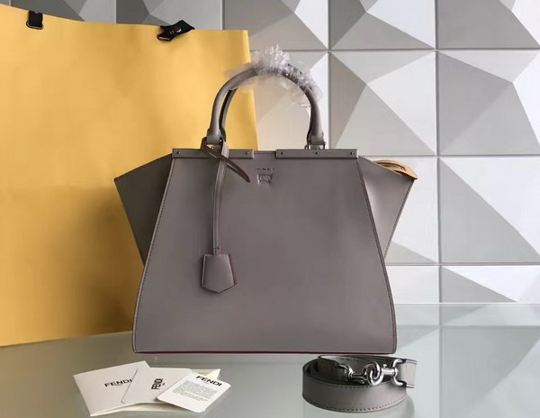 Fendi 3Jours Grey Leather Shopper Bag For Sale