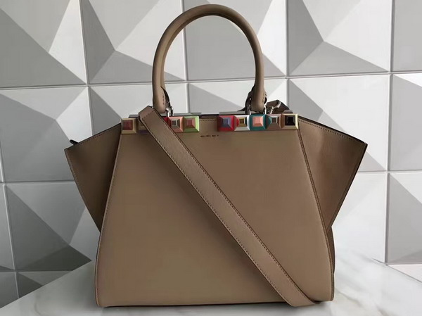 Fendi 3Jours Natural Coloured Leather Shopper Bag with Studs For Sale