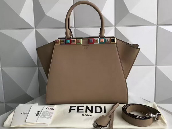 Fendi 3Jours Natural Coloured Leather Shopper Bag with Studs For Sale