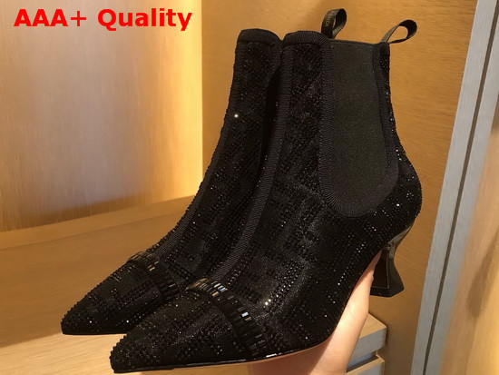 Fendi Ankle Boots Colibri in Black Mesh 55mm Heel Replica