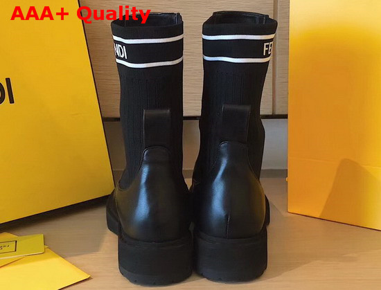 Fendi Ankle Boots in Black Calf Leather and Stretch Fabric Replica