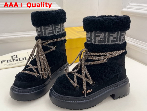 Fendi Apres Chic Black Sheepskin and Suede Boots Replica