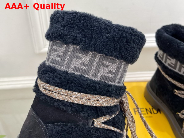 Fendi Apres Chic Black Sheepskin and Suede Boots Replica