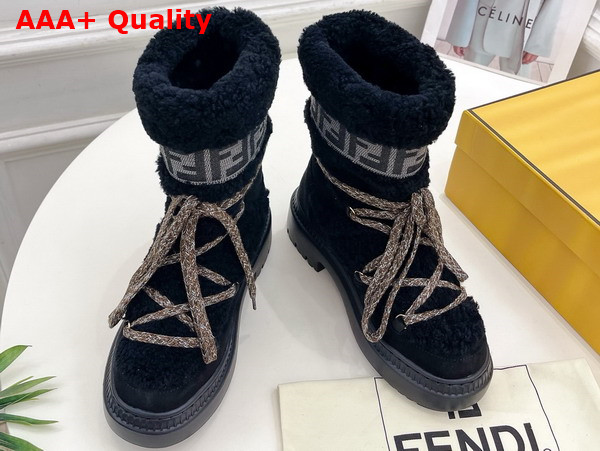 Fendi Apres Chic Black Sheepskin and Suede Boots Replica