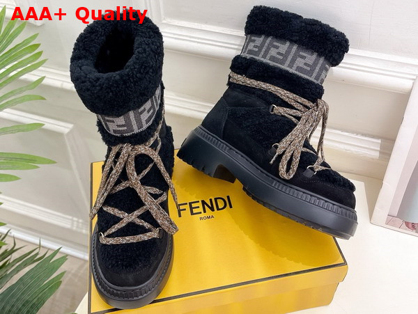 Fendi Apres Chic Black Sheepskin and Suede Boots Replica