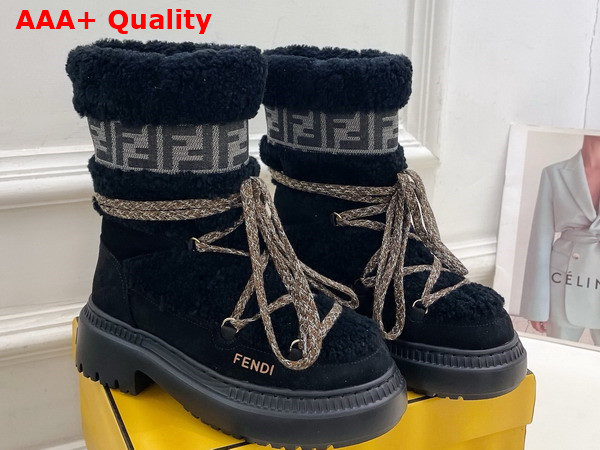 Fendi Apres Chic Black Sheepskin and Suede Boots Replica