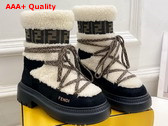 Fendi Apres Chic White Sheepskin and Black Suede Boots Replica