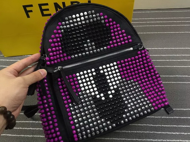 Fendi Backpack Mini In Nylon And Bag Bugs Pattern Studs for Sale