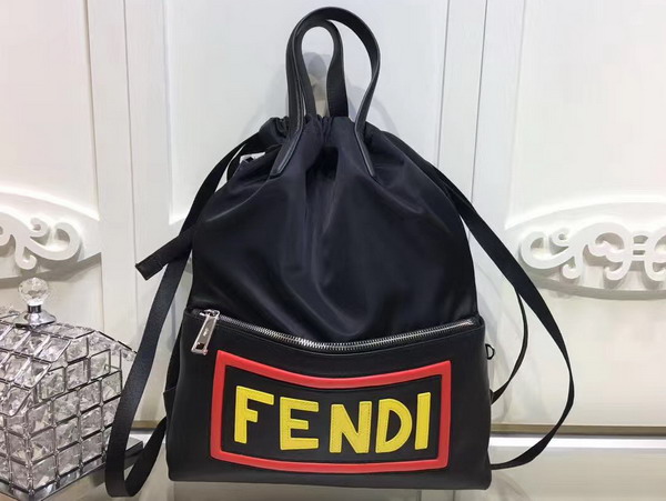 Fendi Backpack in Black Nylon and Leather For Sale