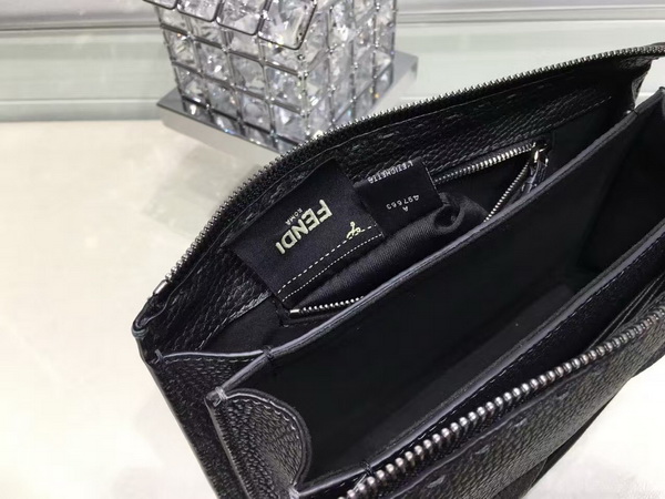 Fendi Bag Bugs Pouch in Black Roman Leather for Sale