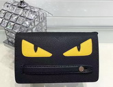 Fendi Bag Bugs Pouch in Black Roman Leather with Inlay for Sale