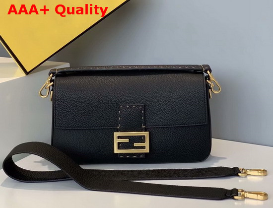 Fendi Baguette Bag in Black Romano Leather Replica