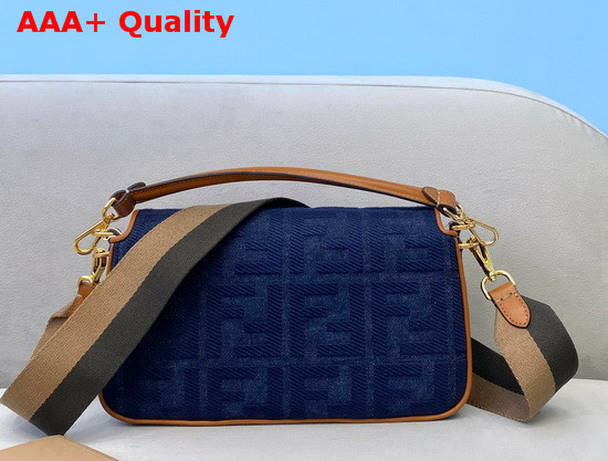 Fendi Baguette Bag in Blue Denim with Embroidered FF Motif Replica