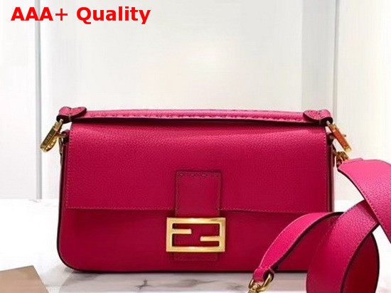 Fendi Baguette Bag in Fuchsia Romano Leather Replica