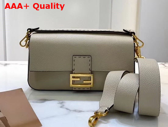 Fendi Baguette Bag in Light Grey Romano Leather Replica