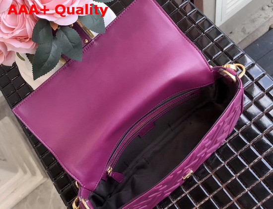 Fendi Baguette Bag in Medium Size Purple Lambskin with an All Over FF Motif Replica