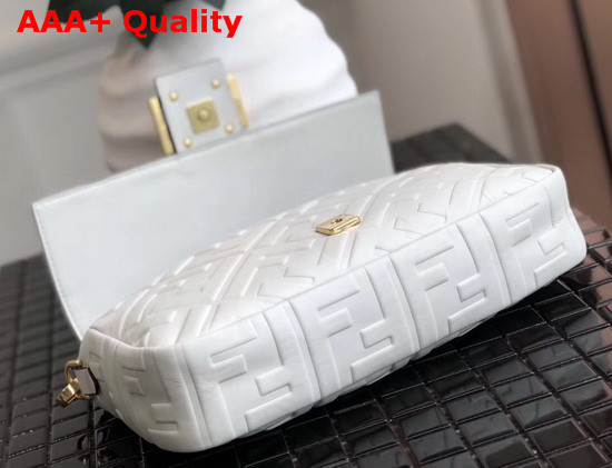 Fendi Baguette Bag in Medium Size White Lambskin with an All Over FF Motif Replica