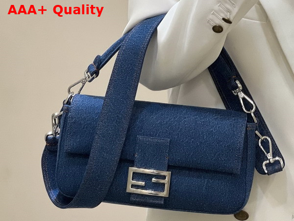 Fendi Baguette Bag in Navy Blue Denim Replica