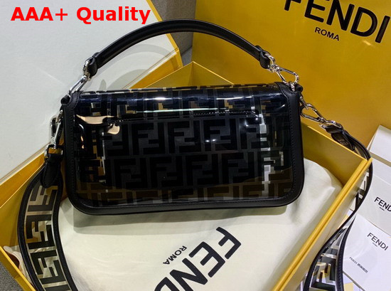 Fendi Baguette Bag in PU with FF Motif Printed in Black Replica