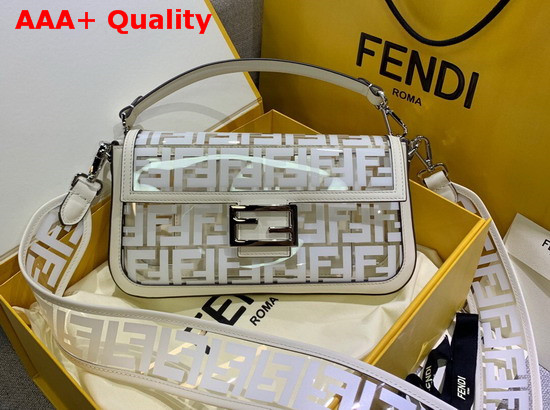 Fendi Baguette Bag in PU with FF Motif Printed in White Replica