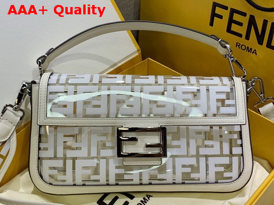 Fendi Baguette Bag in PU with FF Motif Printed in White Replica