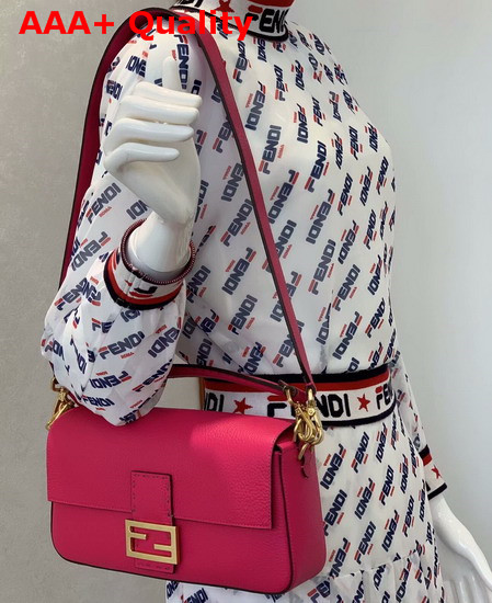 Fendi Baguette Bag in Rose Romano Leather Replica