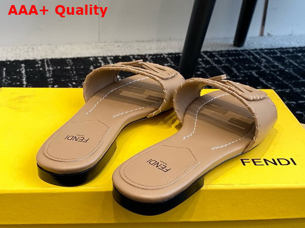 Fendi Baguette Beige Leather Slides Replica