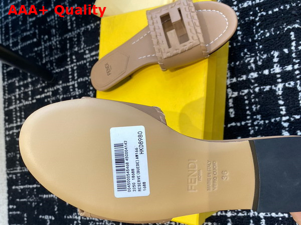 Fendi Baguette Beige Leather Slides Replica