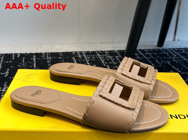 Fendi Baguette Beige Leather Slides Replica