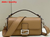 Fendi Baguette Beige Selleria Bag with Oversize Topstitching Replica