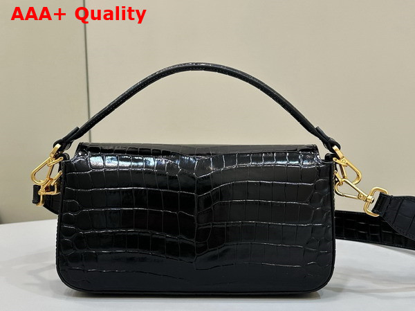 Fendi Baguette Black Crocodile Leather Bag Replica