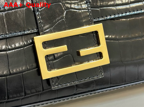 Fendi Baguette Black Crocodile Leather Bag Replica