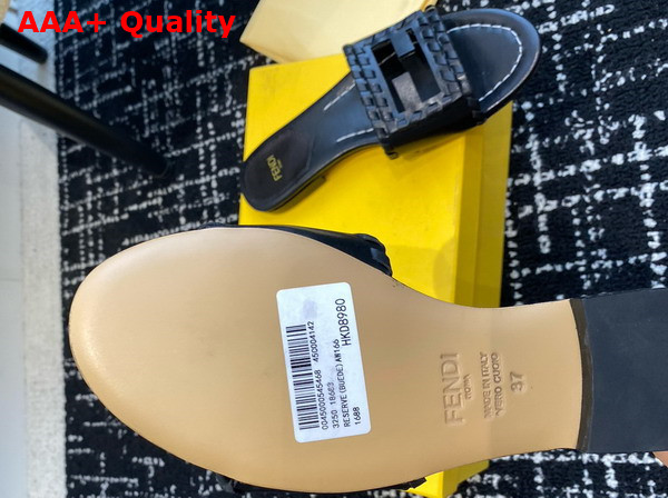 Fendi Baguette Black Leather Slides Replica