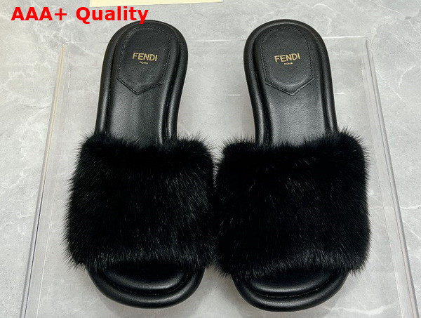 Fendi Baguette Black Mink Slides Replica