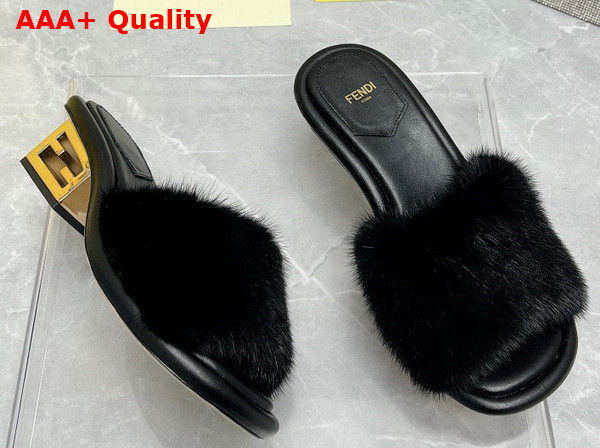 Fendi Baguette Black Mink Slides Replica