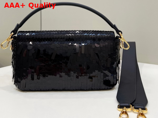 Fendi Baguette Black Sequin and Leather Bag Replica