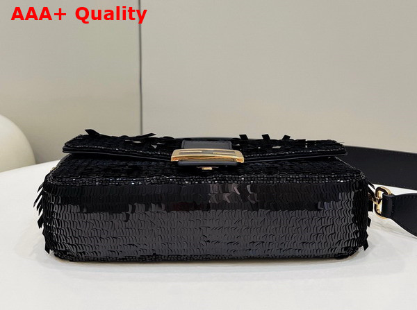 Fendi Baguette Black Sequin and Leather Bag Replica